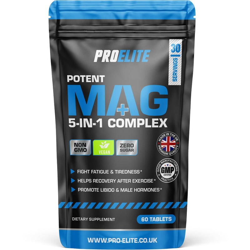 ProElite Magnesium Glycinate 5-in-1 Complex 1286mg - 400mg Elemental Per Serving High-Strength Magnesium with Bisglycinate, Citrate, Malate, Oxide, Glycinate Supplement by PROELITE (60 Vegan Tablets) - Image 1
